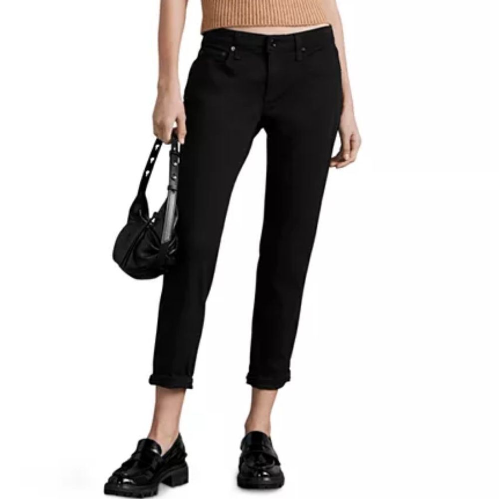Rag & Bone Black Dre Low Rise Ankle Slim Boyfriend Jeans 26